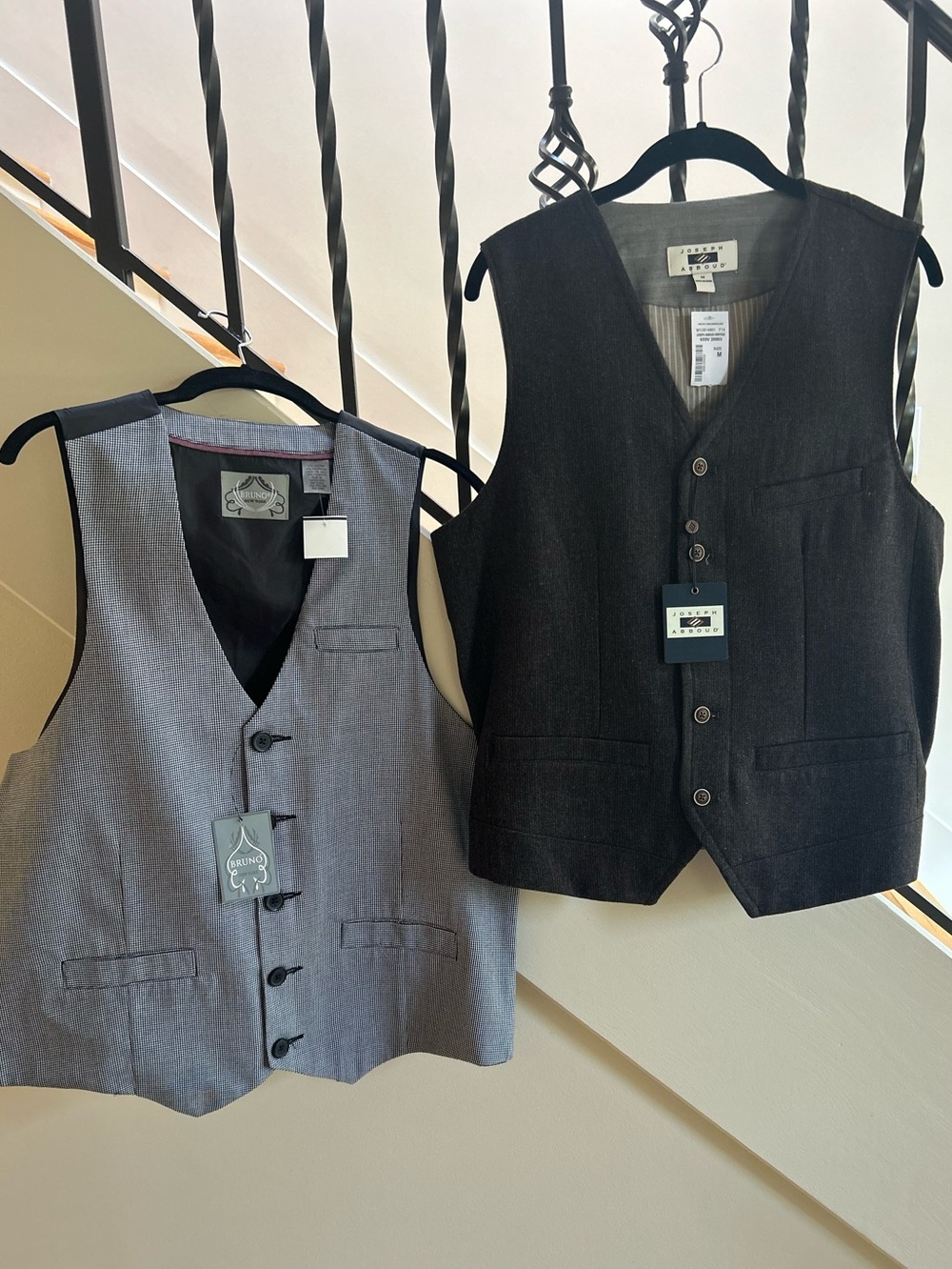 Joseph Abboud Brown Textured Men's Dress Vest & Bruno New York Black White Vest